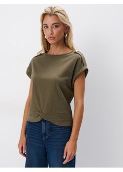 Mohito - Bawełniany t-shirt - zielony ze sklepu Mohito w kategorii Bluzki damskie - zdjęcie 173897749