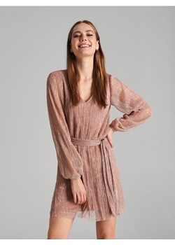 Sinsay - Sukienka mini z wiązaniem - beżowy - id: 3568F-80X - marki Sinsay - 173898169 Sinsay - Sukienka mini z wiązaniem - beżowy ze sklepu Sinsay w kategorii Sukienki - zdjęcie 173898169