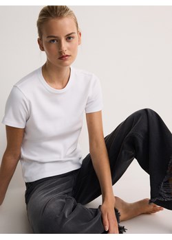 Reserved - T-shirt HEAVY COTTON - biały ze sklepu Reserved w kategorii Bluzki damskie - zdjęcie 173898377