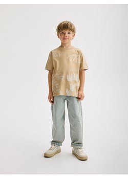 Reserved - T-shirt oversize z nadrukiem - beżowy ze sklepu Reserved w kategorii T-shirty chłopięce - zdjęcie 173898526