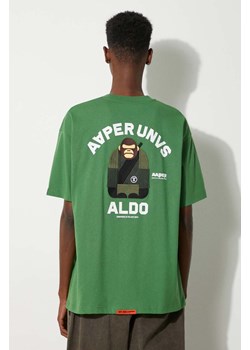 AAPE t-shirt bawełniany Basic Tee męski kolor zielony z aplikacją AAPTEM1494XXM ze sklepu PRM w kategorii T-shirty męskie - zdjęcie 173899486