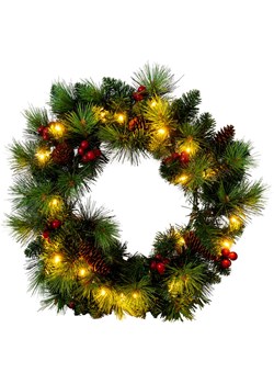 näve Dekoracyjny wieniec LED w kolorze zielono-czerwonym - Ø 35 cm ze sklepu Limango Polska w kategorii Dekoracje bożonarodzeniowe - zdjęcie 173900925