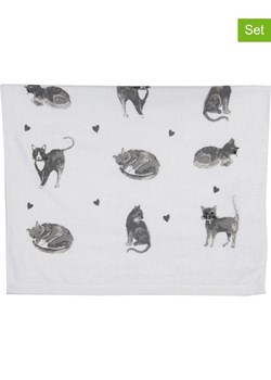 Clayre &amp; Eef Ręczniki (2 szt.) w kolorze biało-szarym dla gości - 66 x 40 cm ze sklepu Limango Polska w kategorii Ręczniki - zdjęcie 173902429