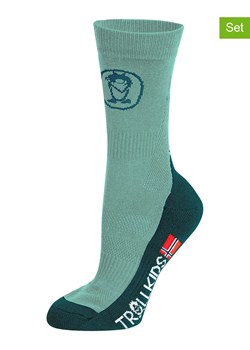 Trollkids Skarpety trekkingowe (2 pary) &quot;Mid Cut Socks II&quot; w kolorze turkusowym ze sklepu Limango Polska w kategorii Skarpetki dziecięce - zdjęcie 173910266