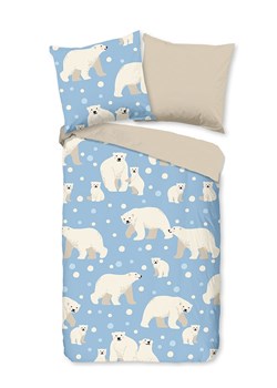 Good Morning Komplet pościeli flanelowej "Polar Bear" w kolorze niebieskim ze sklepu Limango Polska w kategorii Pościel dziecięca - zdjęcie 173913675