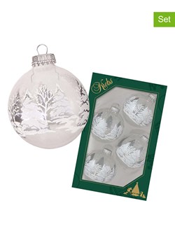 Krebs Glas Lauscha Bombki (4 szt.) w kolorze białym - Ø 7 cm ze sklepu Limango Polska w kategorii Dekoracje bożonarodzeniowe - zdjęcie 173913796
