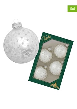 Krebs Glas Lauscha Bombki (4 szt.) w kolorze białym - Ø 7 cm ze sklepu Limango Polska w kategorii Dekoracje bożonarodzeniowe - zdjęcie 173913818