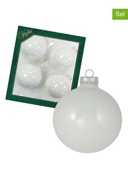 Krebs Glas Lauscha Bombki (4 szt.) w kolorze białym - Ø 8 cm ze sklepu Limango Polska w kategorii Dekoracje bożonarodzeniowe - zdjęcie 173913849