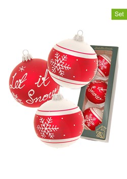 Krebs Glas Lauscha Bombki (3 szt.) w kolorze czerwono-białym - Ø 8 cm ze sklepu Limango Polska w kategorii Dekoracje bożonarodzeniowe - zdjęcie 173914918