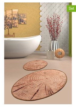 Colourful Cotton Dywaniki łazienkowe (2 szt.) &quot;Wood&quot; w kolorze jasnobrązowym ze sklepu Limango Polska w kategorii Akcesoria łazienkowe - zdjęcie 173919655