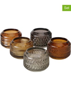 Boltze Świeczniki (5 szt.) "Vadina" w kolorze beżowo-brązowo-szarym - wys. 6 cm ze sklepu Limango Polska w kategorii Świeczniki - zdjęcie 173927755