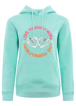 Zwillingsherz Bluza &quot;Love Peace Hope&quot; w kolorze turkusowym ze sklepu Limango Polska w kategorii Bluzy damskie - zdjęcie 173943138