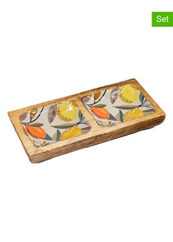 SiL Interiors Półmiski (2 szt.) w kolorze turkusowo-kremowo-jasnobrązowym - 20 x 10 cm ze sklepu Limango Polska w kategorii Misy i tace dekoracyjne - zdjęcie 173944725