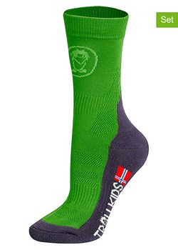 Trollkids Skarpety trekkingowe (2 pary) &quot;Mid Cut Socks II&quot; w kolorze zielonym ze sklepu Limango Polska w kategorii Skarpetki dziecięce - zdjęcie 173948748