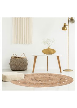 THE HOME DECO FACTORY Dywan w kolorze jasnobrązowym z  juty - Ø 90 cm ze sklepu Limango Polska w kategorii Dywany - zdjęcie 173951026