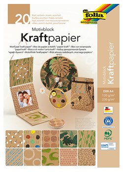 folia PAPER Blok arkuszy ozdobnych (20 szt.) &quot;Kraft paper&quot; w kolorze jasnobrązowym - A4 ze sklepu Limango Polska w kategorii Akcesoria biurowe - zdjęcie 173951546