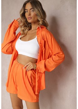 Pomarańczowy 2-częściowy Komplet z Koszulą i Szortami Logsia ze sklepu Renee odzież w kategorii Komplety i garnitury damskie - zdjęcie 173952708