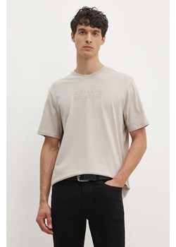 Armani Exchange t-shirt bawełniany męski kolor beżowy z aplikacją 6DZTAC ZJASZ ze sklepu ANSWEAR.com w kategorii T-shirty męskie - zdjęcie 173954027
