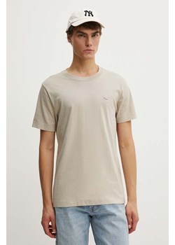 Abercrombie &amp; Fitch t-shirt bawełniany męski kolor beżowy gładki ze sklepu ANSWEAR.com w kategorii T-shirty męskie - zdjęcie 173954119