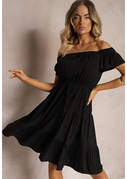 Czarna Sukienka Typu Hiszpanka z Gumką w Pasie Zemvia ze sklepu Renee odzież w kategorii Sukienki - zdjęcie 173957576