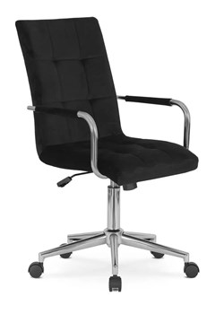 Czarny welurowy fotel obrotowy pikowany - Gizo ze sklepu Edinos.pl w kategorii Krzesła biurowe - zdjęcie 173958647