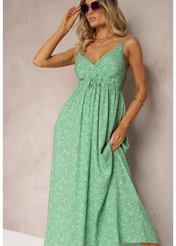Zielona Wiskozowa Sukienka na Ramiączkach z Rozkloszowanym Dołem Irislynn ze sklepu Renee odzież w kategorii Sukienki - zdjęcie 173959686