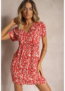 Czerwona Sukienka na Lato z Wiskozy w Geometryczny Print Yenivia ze sklepu Renee odzież w kategorii Sukienki - zdjęcie 173959706