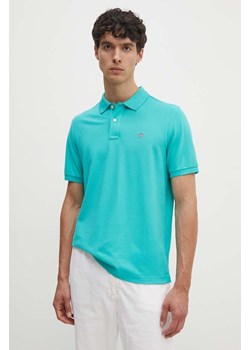 Gant polo bawełniane kolor turkusowy gładki ze sklepu ANSWEAR.com w kategorii T-shirty męskie - zdjęcie 173961928