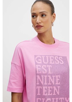 Guess t-shirt bawełniany SHINY damski kolor fioletowy W4YI28 I3Z14 ze sklepu ANSWEAR.com w kategorii Bluzki damskie - zdjęcie 173962138