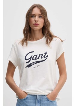 Gant t-shirt bawełniany damski kolor beżowy 4200482 ze sklepu ANSWEAR.com w kategorii Bluzki damskie - zdjęcie 173962188