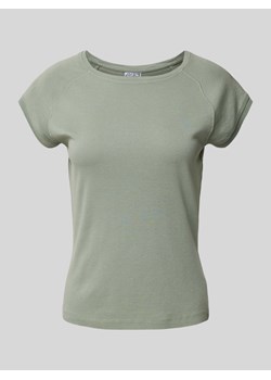 T-shirt z prążkowanym okrągłym dekoltem ze sklepu Peek&Cloppenburg  w kategorii Bluzki damskie - zdjęcie 173962777