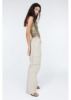 H & M - Płócienne spodnie cargo - Beżowy ze sklepu H&M w kategorii Spodnie damskie - zdjęcie 173962826