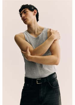 H & M - Prążkowana koszulka Slim Fit - Szary ze sklepu H&M w kategorii Bluzki damskie - zdjęcie 173962849