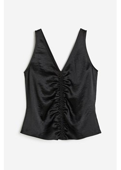 H & M - Satynowy top z marszczeniem - Czarny ze sklepu H&M w kategorii Bluzki damskie - zdjęcie 173962908