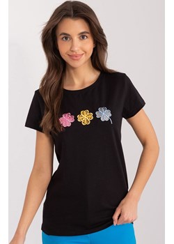 Czarny t-shirt damski RV-TS-9666.05X, Kolor czarny, Rozmiar S/M, BASIC FEEL GOOD ze sklepu Primodo w kategorii Bluzki damskie - zdjęcie 173964236