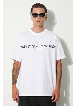 AAPE t-shirt bawełniany Basic Tee męski kolor biały z nadrukiem AAPTEM1454XXM ze sklepu PRM w kategorii T-shirty męskie - zdjęcie 173964588