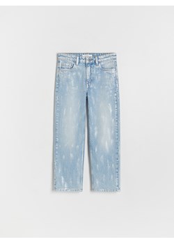 Reserved - Jeansy straight we wzory - niebieski ze sklepu Reserved w kategorii Spodnie dziewczęce - zdjęcie 173965976