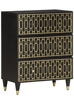Czarna drewniana komoda retro z 3 szufladami - Rebex 3X ze sklepu Edinos.pl w kategorii Komody - zdjęcie 173967628