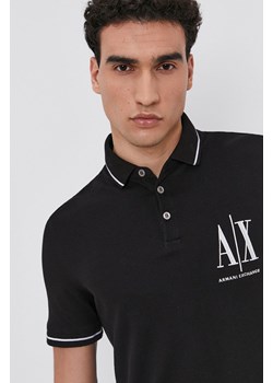 Armani Exchange Polo 8NZFPA.Z8M5Z.NOS męskie kolor czarny z aplikacją ze sklepu ANSWEAR.com w kategorii T-shirty męskie - zdjęcie 173968517