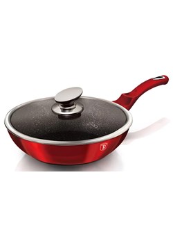 Czerwony wok ze szklaną pokrywą 28cm - Arwen 3X ze sklepu Edinos.pl w kategorii Naczynia - zdjęcie 173969029