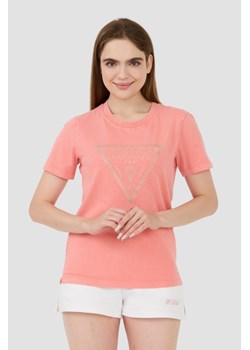 GUESS Różowy t-shirt Vintage Logo, Wybierz rozmiar XL ze sklepu outfit.pl w kategorii Bluzki damskie - zdjęcie 173970139
