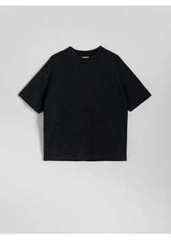 Reserved - T-shirt oversize z efektem sprania - czarny ze sklepu Reserved w kategorii T-shirty męskie - zdjęcie 173970498