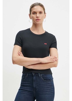 Levi&apos;s t-shirt damski kolor czarny z półgolfem A7419 ze sklepu ANSWEAR.com w kategorii Bluzki damskie - zdjęcie 173970735