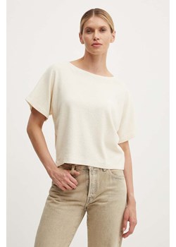 American Vintage t-shirt bawełniany TEE-SHIRT MC COL BATEAU damski kolor beżowy SOT02AE24 ze sklepu ANSWEAR.com w kategorii Bluzki damskie - zdjęcie 173970779
