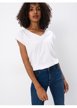 Mohito - Biały t-shirt z krótkim rękawem - biały ze sklepu Mohito w kategorii Bluzki damskie - zdjęcie 173973497