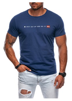 T-shirt męski z nadrukiem 1974S - ciemnoniebieski ze sklepu Edoti w kategorii T-shirty męskie - zdjęcie 173973535