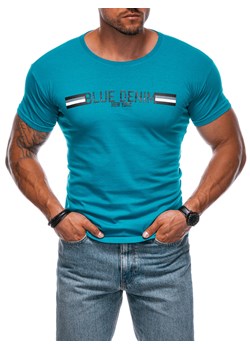 T-shirt męski z nadrukiem 1978S - turkusowy ze sklepu Edoti w kategorii T-shirty męskie - zdjęcie 173973539