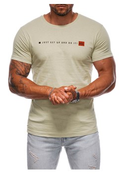 T-shirt męski z nadrukiem 1974S - jasnozielony ze sklepu Edoti w kategorii T-shirty męskie - zdjęcie 173973548