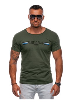T-shirt męski z nadrukiem 1978S - khaki ze sklepu Edoti w kategorii T-shirty męskie - zdjęcie 173973589