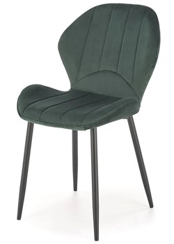 Metalowe krzesło tapicerowane zielonym welwetem - Velnis ze sklepu Edinos.pl w kategorii Krzesła - zdjęcie 173974838